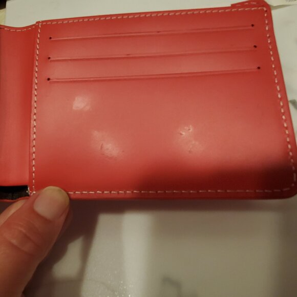 Cookies Red Leather Embossed Monogram Billfold Wallet/Card Holder - Picture 3 of 8